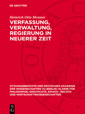 cover image of Verfassung, Verwaltung, Regierung in neuerer Zeit